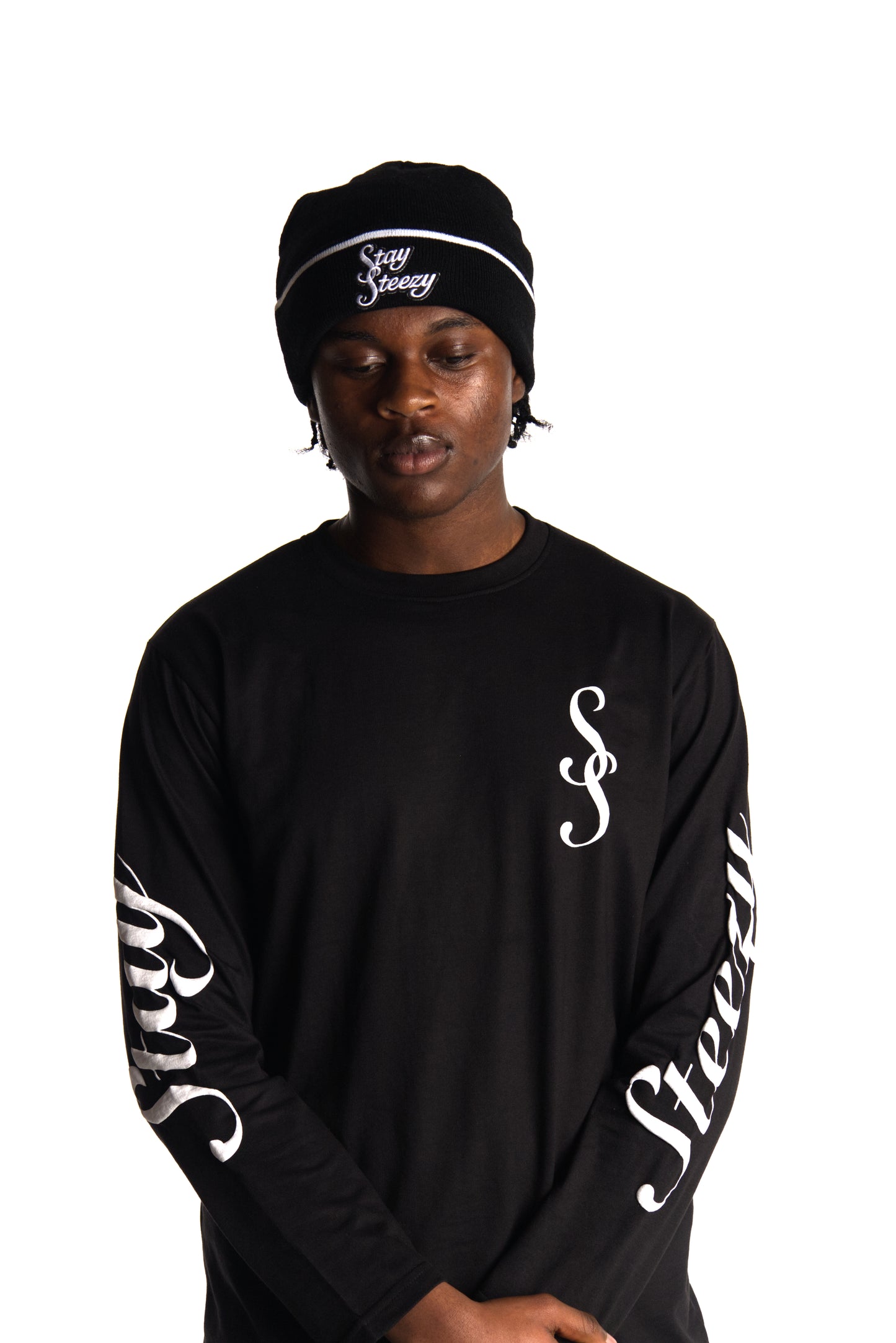 Black Double S Logo Beanie