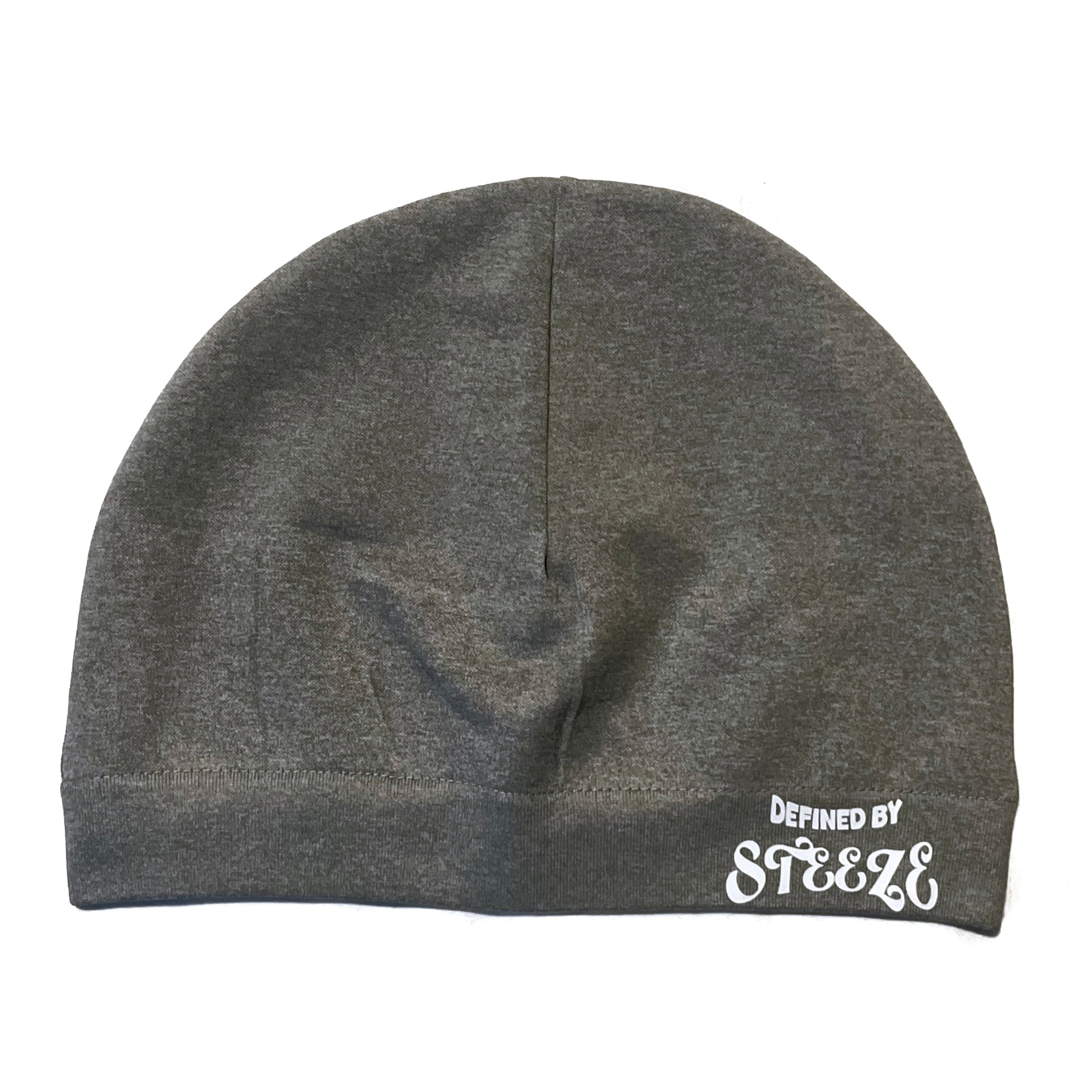GREY “DEFINED BY STEEZE” satin lined skull cap